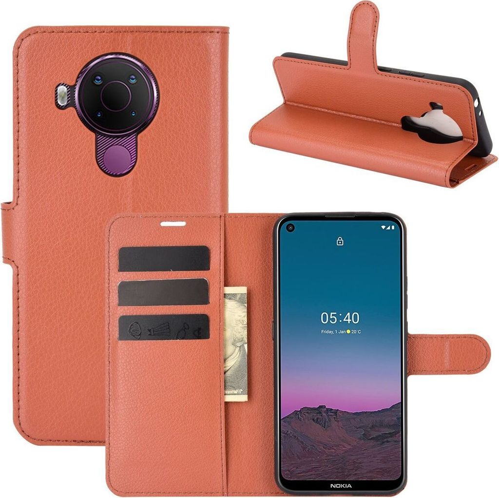 König Design Hülle kompatibel mit Nokia 45021 Kunstleder Handyhülle - Handy Case Braun