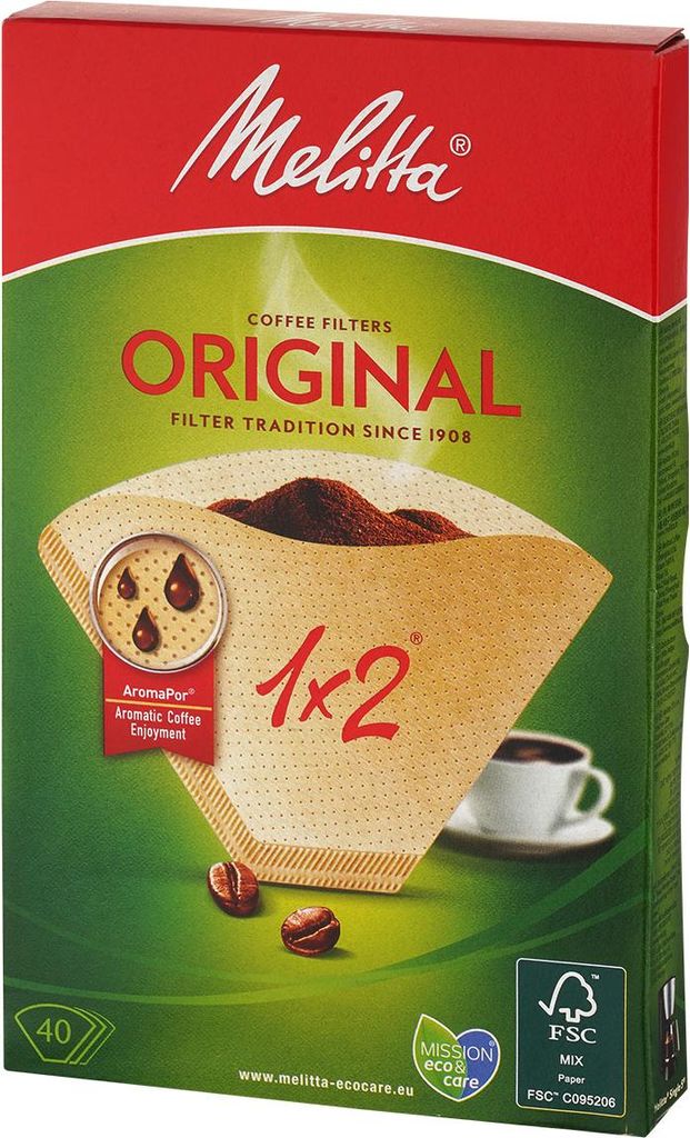 Melitta AromaPor Filtertüten '1x2' naturbraun 40 Stück Produktbild 