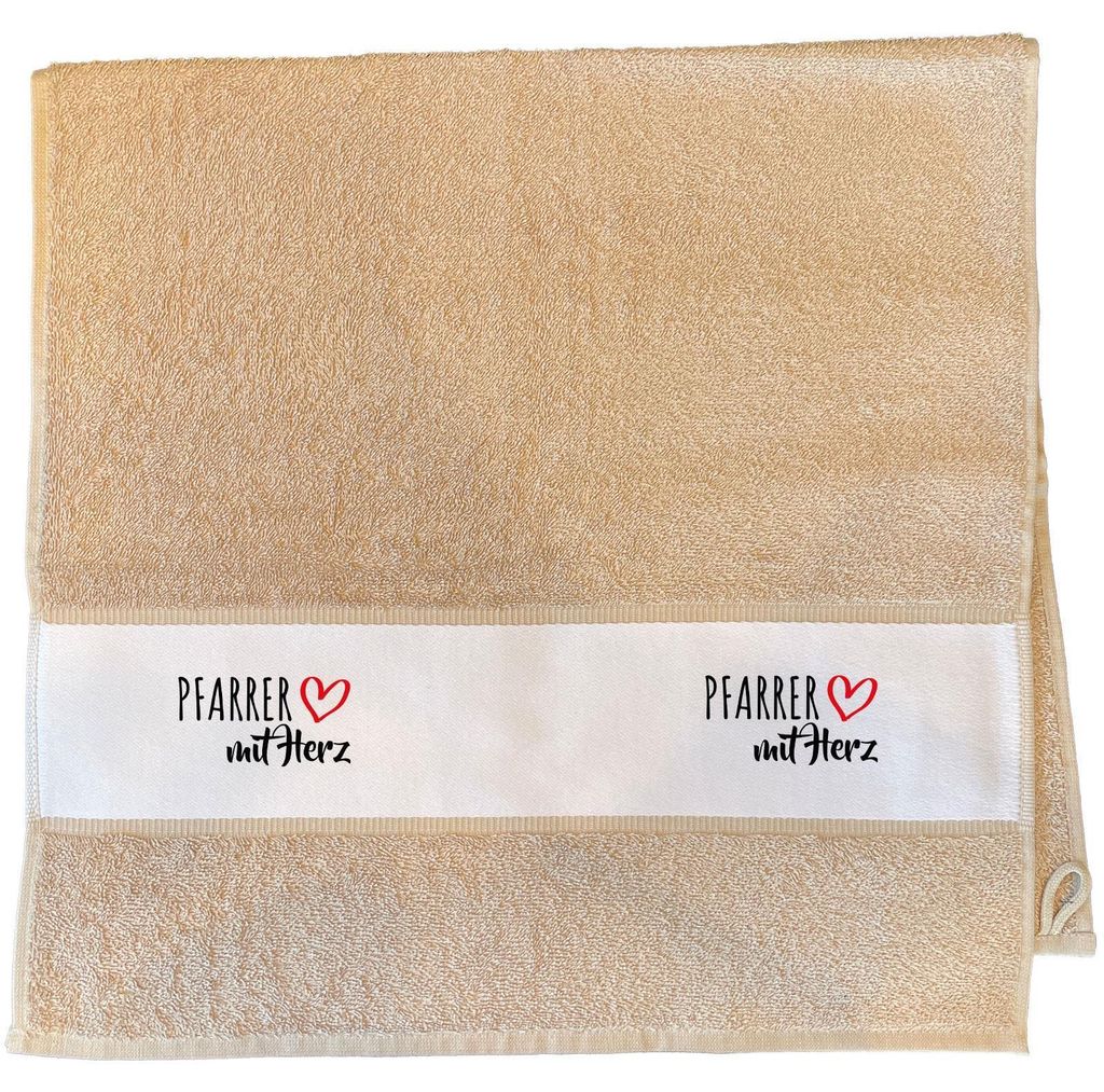 Huuraa Handtuch Pfarrer mit Herz 50x100cm Sand Baumwolle Handtuch Geschenkidee
