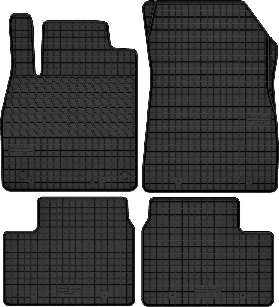 Gummimatten passend für Nissan Micra K13 (2010-) Gummi Fußmatten Satz Schwarz + Stopper