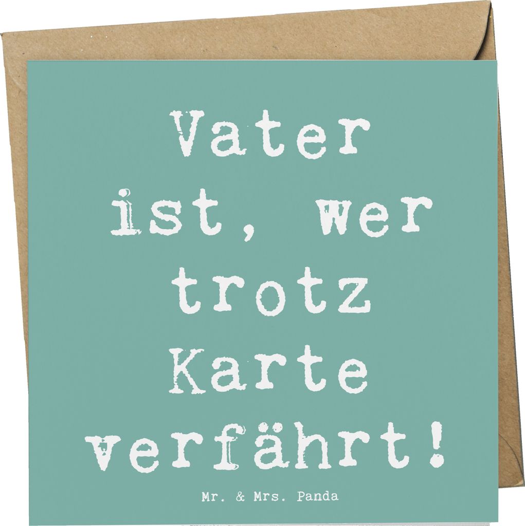 Mr. & Mrs. Panda Glückwunschkarte Spruch Vater Abenteuer - Meeresbrise - Geschenk, Grußkarte, Dankeschön, Klappkarte, Navigation, Vaterliebe, do...