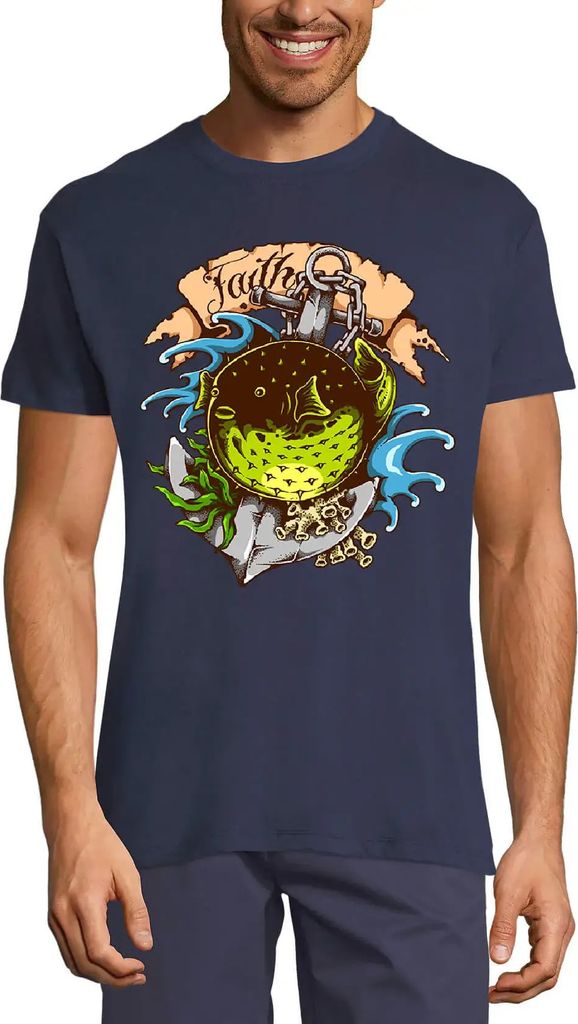 Herren Grafik T-Shirt Kugelfisch - Meeresleben – Puffer Fish - Sea Life – Öko-Verantwortlich Vintage Jahrgang Kurzarm Lustige Druck Geburtstag