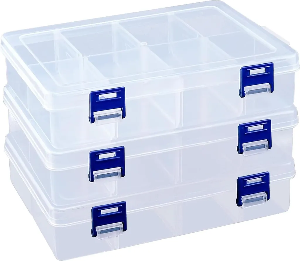 Boîte de rangement transparente à 8 compartiments pour petites pièces