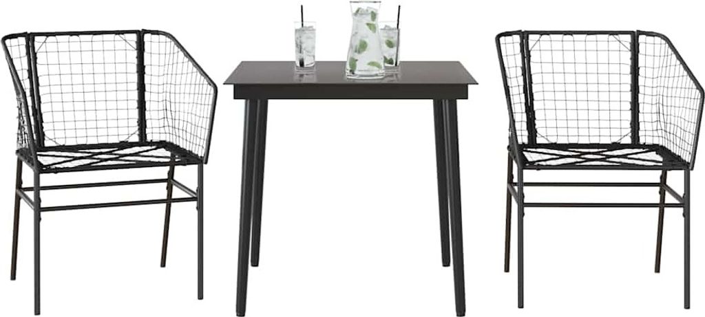 Maison Exclusive - 3-teiliges Garten-Esszimmerset aus schwarzem Polyrattanglas