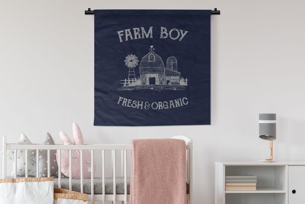 MuchoWow Wandteppich Wandbehang Vintage - Bauernhaus - Text 90x90 cm Tapisserie Dekoration Wandtuch - Wandaufhänger