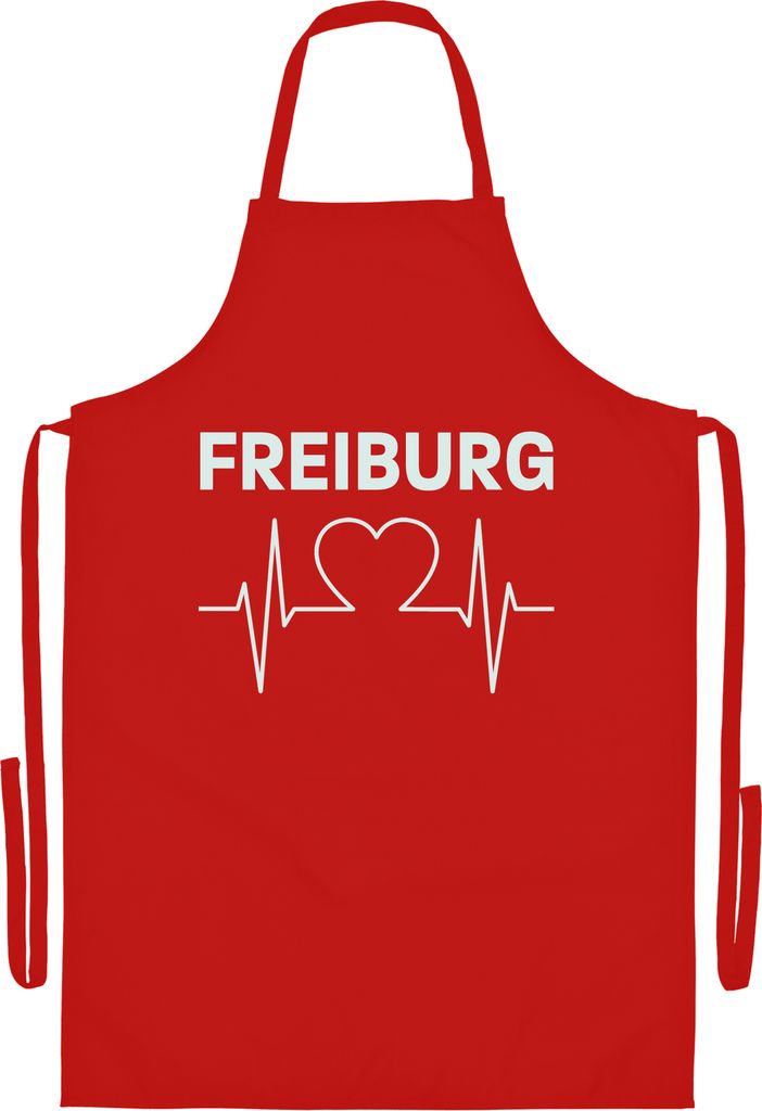multifanshop Grillschürze - Freiburg - Herzschlag, rot, Größe one size