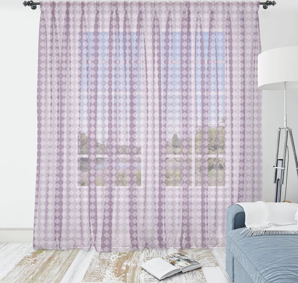 ABAKUHAUS Arazzo astratto, motivo ripetitivo con motivo mistico monotono e rombi decorativi, tessuto da parete in raso setoso per soggiorno e camera da letto, 274 cm x 274 cm, lilla e viola