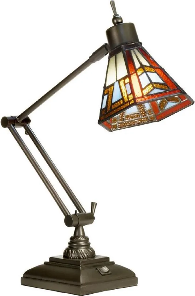 Lampe Tiffany réglable de luxe en Bronze et Verre Artisanal 53cm