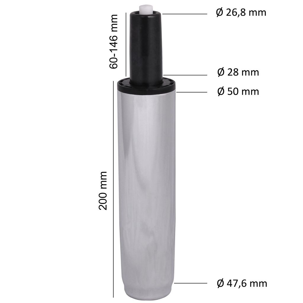 Amstyle Gasdruckfeder Bürostuhl GASDRUCKDÄMPFER GASFEDER 195mm / 50mm Chrom