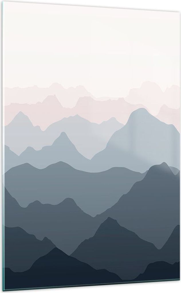 Bilder auf glas - Einteilig - Berge Grafiken Buntstift - 70x100cm - Glasbilder - Wandbilder - Bilder - zum Aufhängen bereit - Wanddekoration aus G...