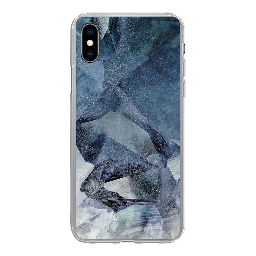 MuchoWow Handyhülle Schutzhülle Hülle für iPhone Xs Naturstein - Blau - Chic Silikon Softcase Handy Hülle - Handytasche