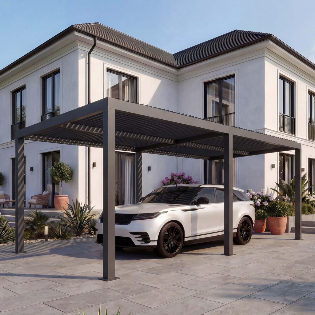 Carport HWC-L46, Autoüberdachung Garage Unterstand, 11cm-Aluminium-Gestell, Regenrinne sturmfest, 3x6m anthrazit