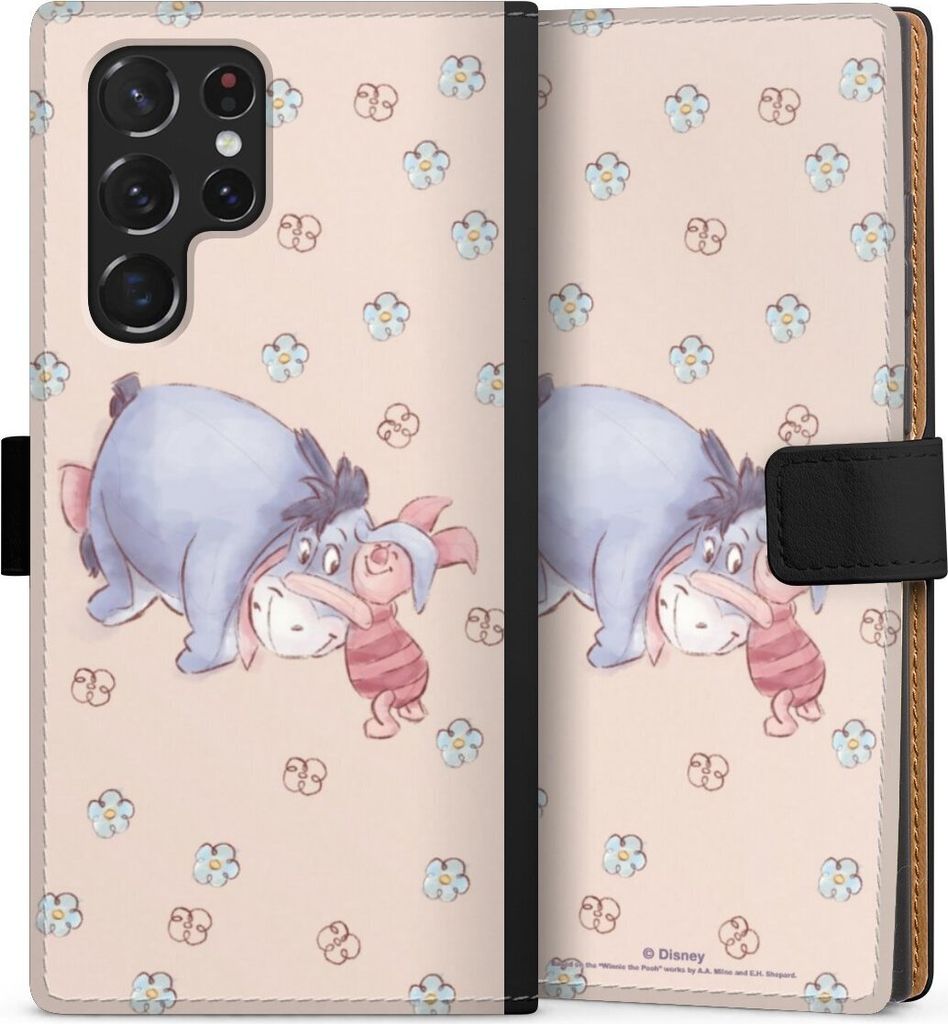 DeinDesign Klapphülle für Samsung Galaxy S22 Ultra Handytasche Lederhülle Tasche Disney Esel Winnie Puuh Ferkel
