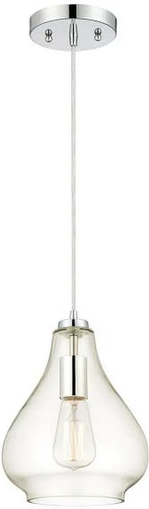 Luminaire suspendu en verre transparent et support métal chromé 1L