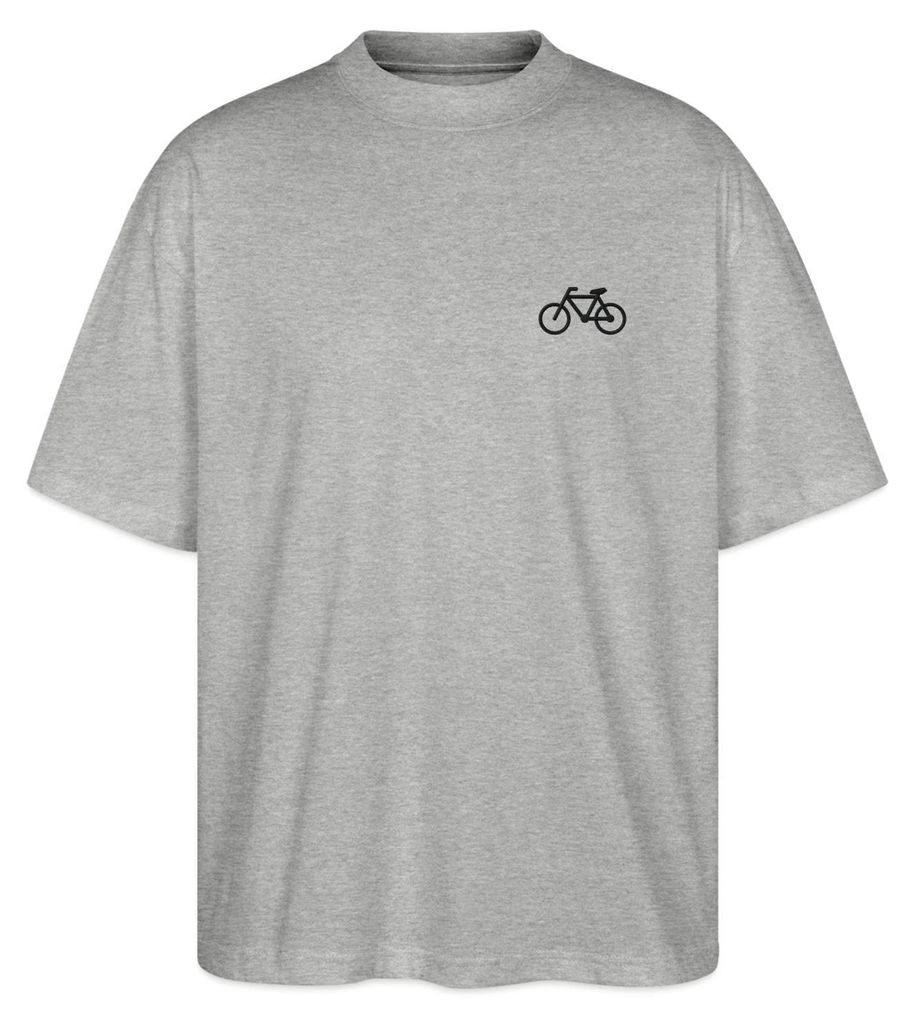 Spreadshirt Stickerei Fahrrad | Silhouette Rennrad Oversize Uni T-Shirt, XS, Grau meliert