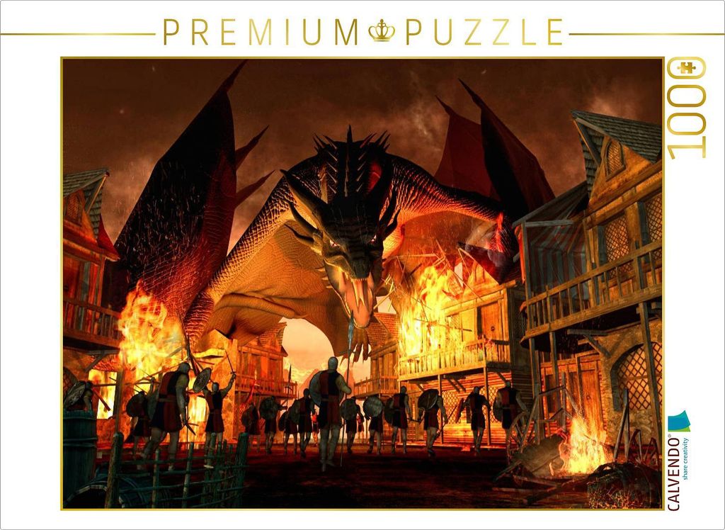CALVENDO Puzzle Drachenkrieg | 1000 Teile Lege-Größe 64x48cm Foto-Puzzle für glückliche Stunden