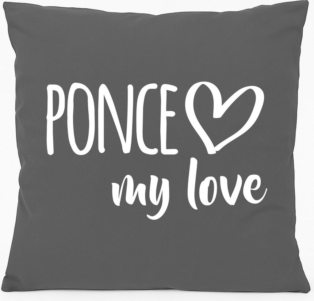Huuraa Kissen Ponce my love 40x40cm mit Füllung Steel Grey Baumwolle Dekokissen Geschenkidee