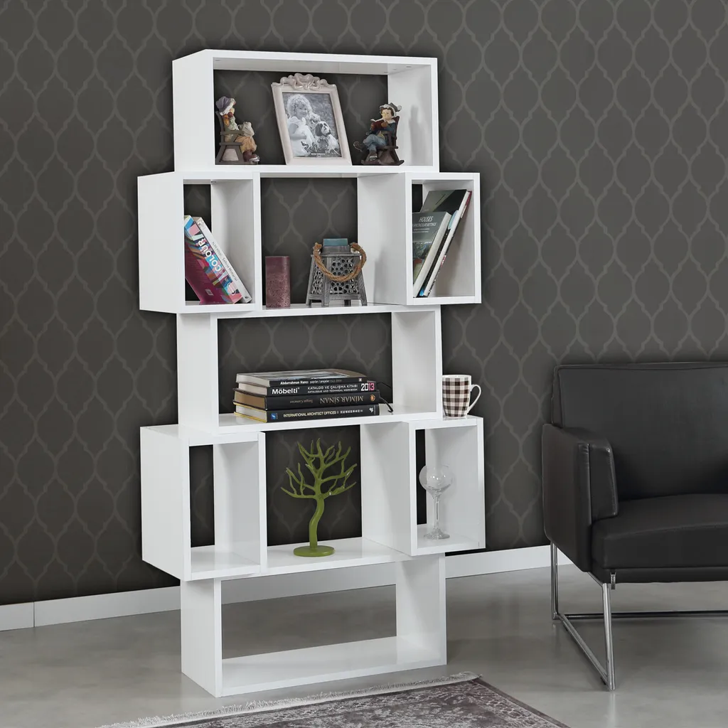 Skye Decor Box Bibliothèque Blanc Brillant en Mélaminé 84x30x160 cm