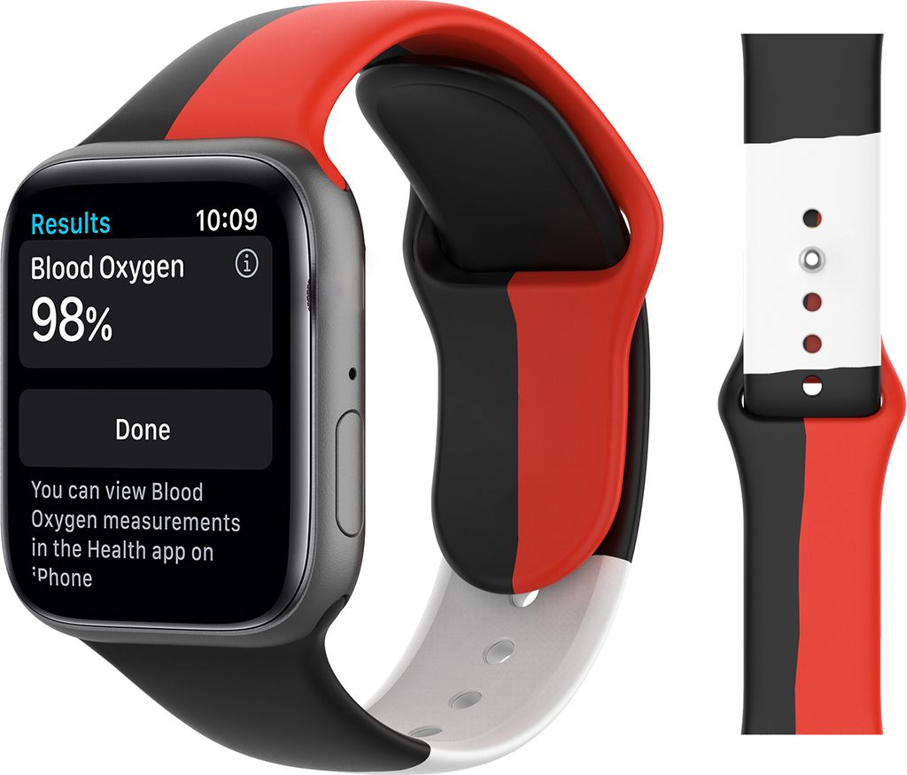 Armbandwächter Drei-Farbton-passende Bergsteigerschnalle-Design Silicon Multi-Color-Uhrengurt für Apple Watch 1/2/3/4/5/6-Schwarz Rot Weiß-Grö...