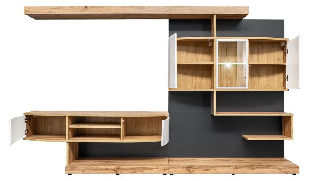 Braun Wohnwand Einrichtung Luxus Wohnzimmer Designer TV-Ständer Möbel Neu