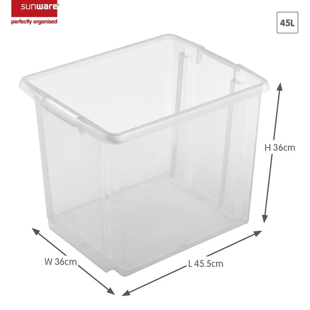 Sunware Boîte de Rangement Nesta 45L Transparente - Plastique Empilable