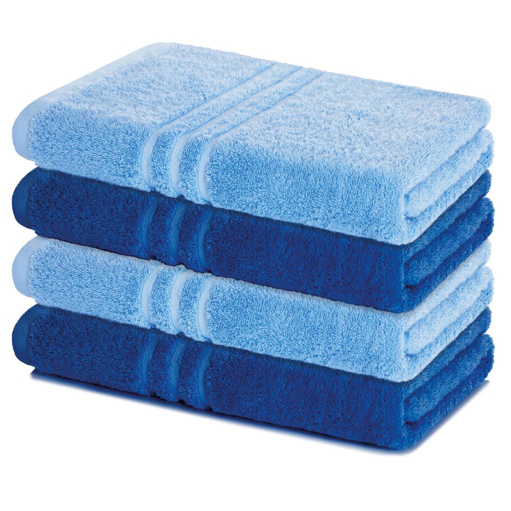 Lavea 4er Set Duschtuch 70x140, 4 Stück, 100% Baumwolle Frottee, saugstark, weich und strapazierfähig, waschbar 60°C, trocknergeeignet, Handtu...