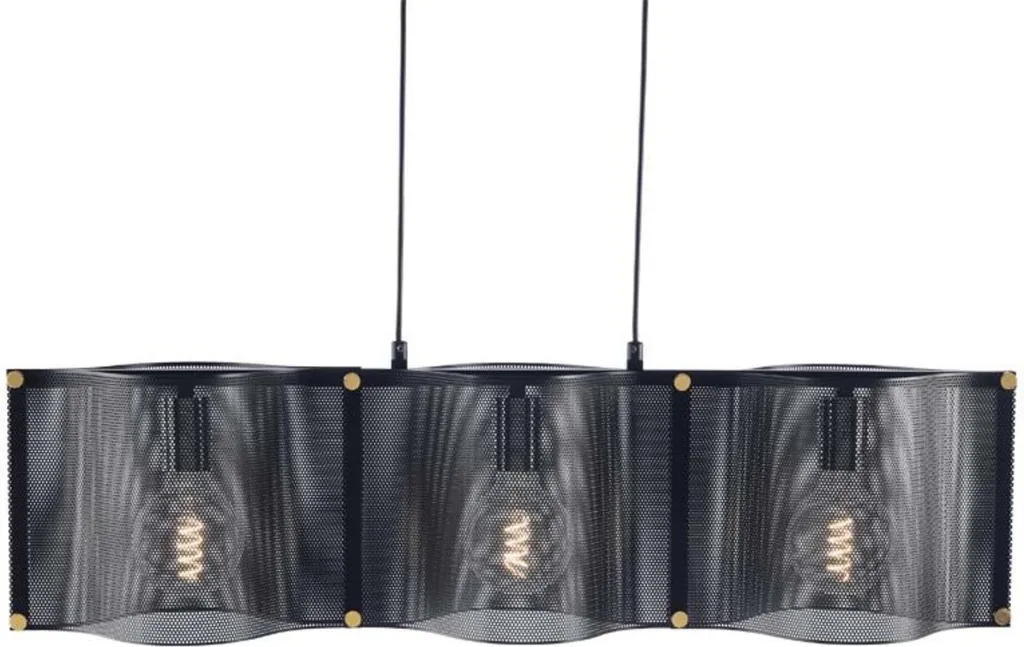 Suspension pour Table à Manger Noir Métal 3 Lampes MORDOR 85cm
