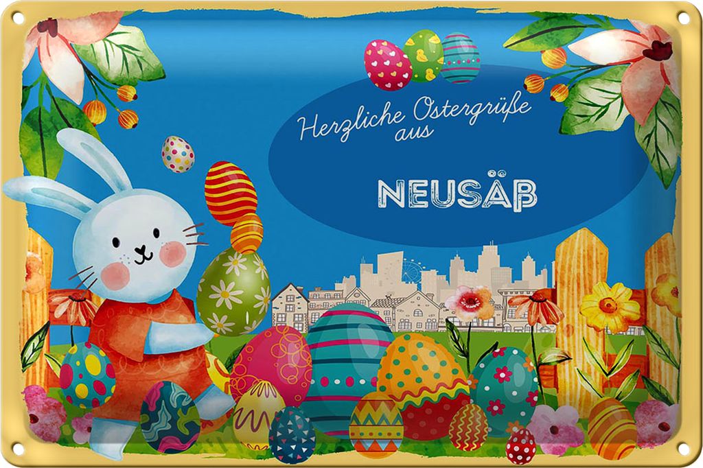 Blechschild Ostern Ostergrüße 30x20cm NEUSÄß
