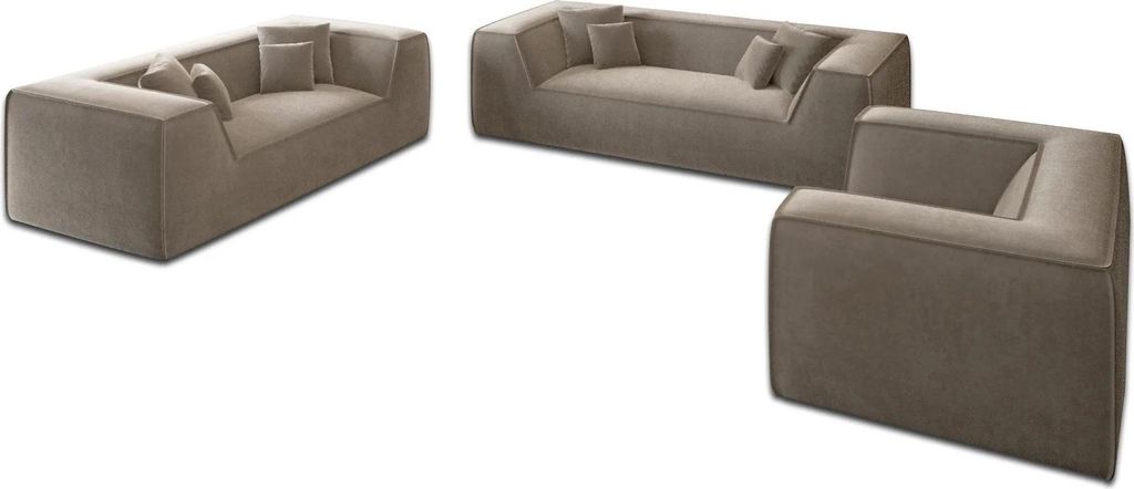Samtstoff 3-2-1-Sitzer Sofa Set Liberia Taupe