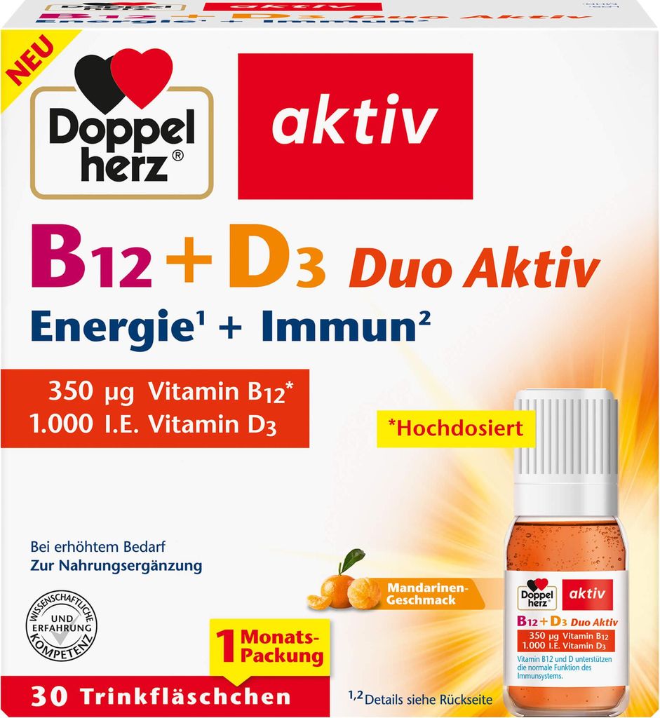 Doppelherz aktiv B12 + D3 Duo Energie + Immun Lösung, 30 Produktbild 
