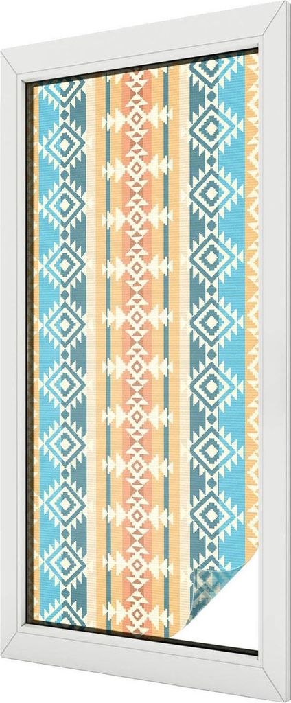 Buntglas Fensterfolie – 116x50 cm – Stained-Glass Design – blickdichte dekorative Sichtschutzfolie – selbstklebend, UV-Schutz – Geometris...