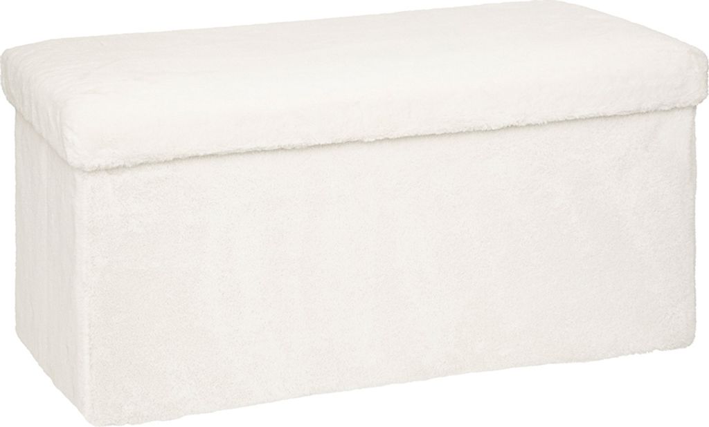 Eazy Living Pouf + Opbergbox Augustin, wit, teddy stof Productafbeelding 