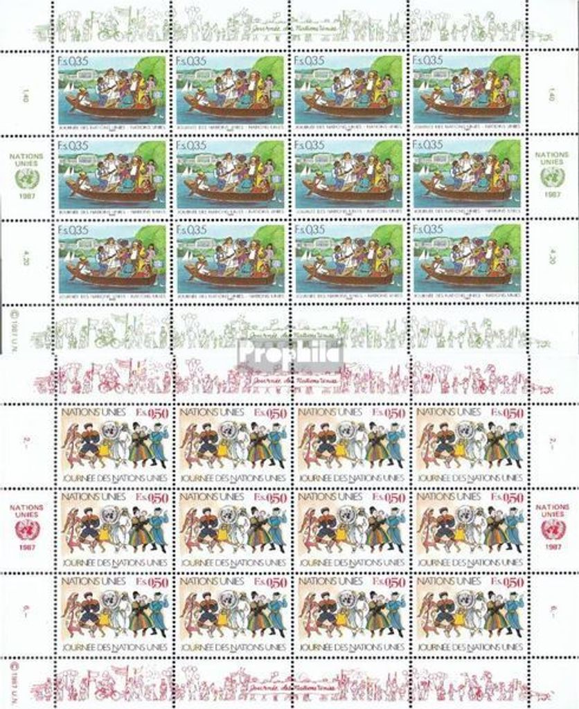 Briefmarken UNO - Genf 1987 Mi 158Klb-159Klb Kleinbogen (kompl.Ausg.) postfrisch Tag der UNO