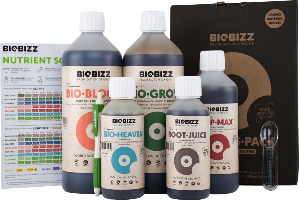 BioBizz Flüssigdünger Starter-Set, Dünger Grow-Set für Einsteiger, inkl. Messhilfe / Düngeplan, 5-teilig