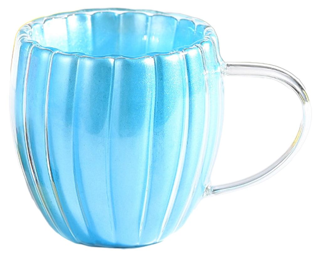 Doppelwandiger Glasbecher mit Henkel, hitze- und kältebeständig, 200 ml, niedliche Kürbisform, ideal für Kaffee, Tee, Milch, Zuhause oder Büro.