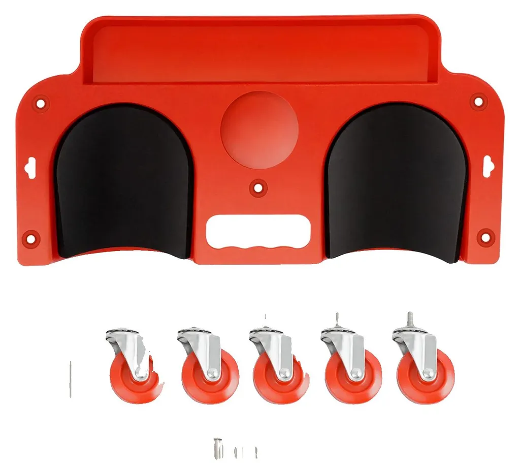 Genouillères pour poseur de carrelage avec 5 roulettes pivotantes rouges