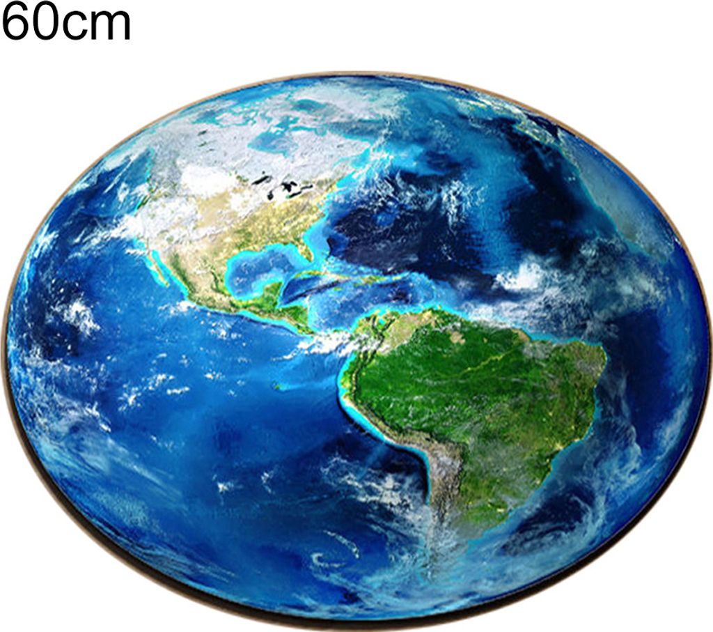 Round Earth Moon Planet 3D-Druck weicher Teppich Anti-Rutsch-Teppichbodenmatte Wohnmatte Wohnkultur-Erde ,Größen:100cm