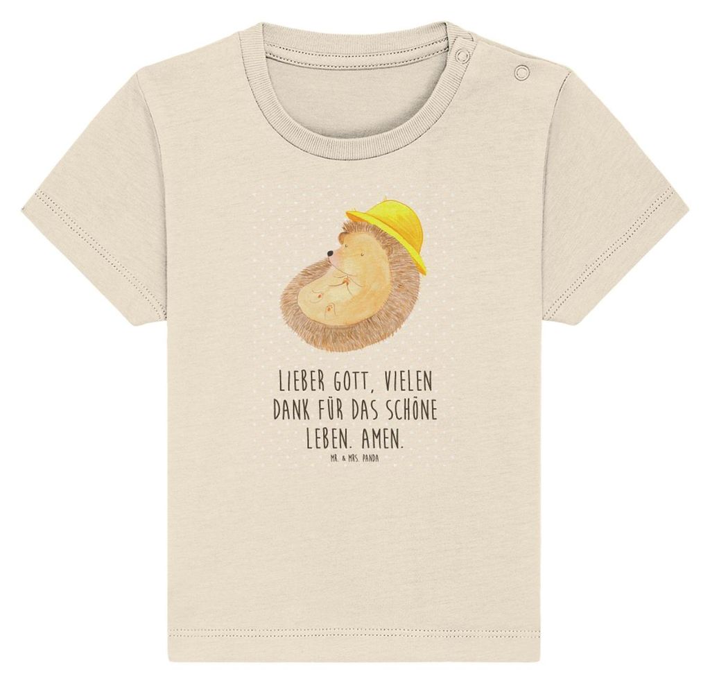 Mr. & Mrs. Panda Babyshirt Igel Beten 6. - 12. Monat - Natural Raw - Geschenk, T-Shirt, Lustige Sprüche, Leben, Baby Shirt, Sonnenhut, Amen, Kurza...