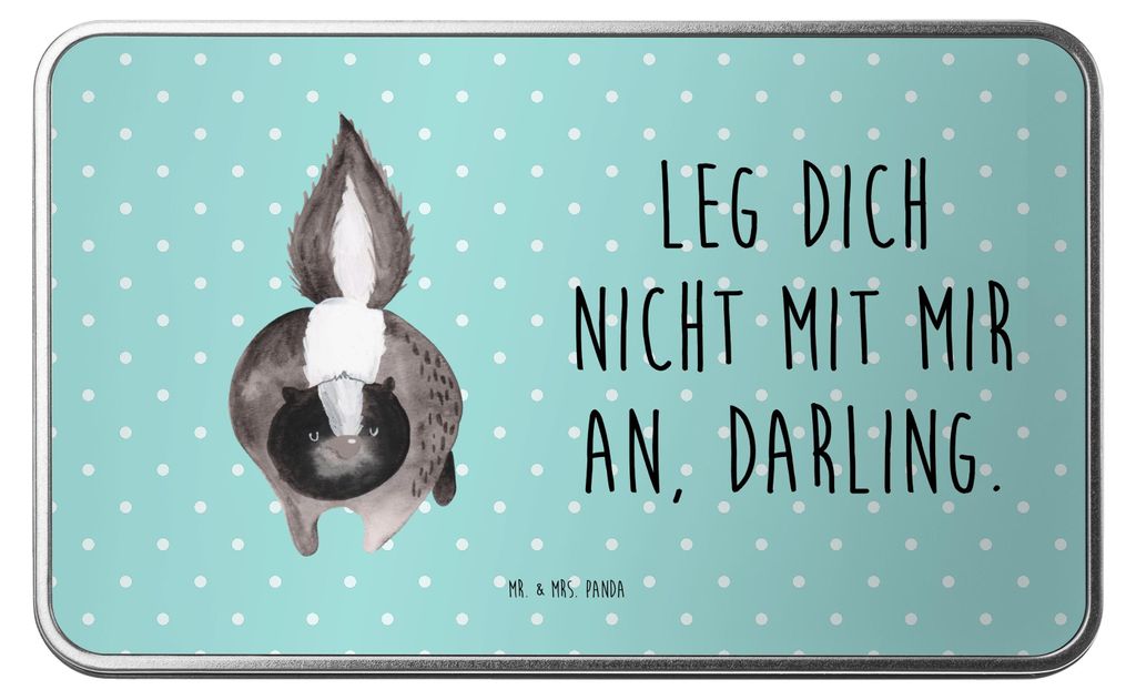 Mr. & Mrs. Panda behälter Stinktier Angriff - Türkis Pastell - Geschenk, plätzchendose, Geschenkverpackung, Wildtier, Dose, Kaffeedose, Keksdose...