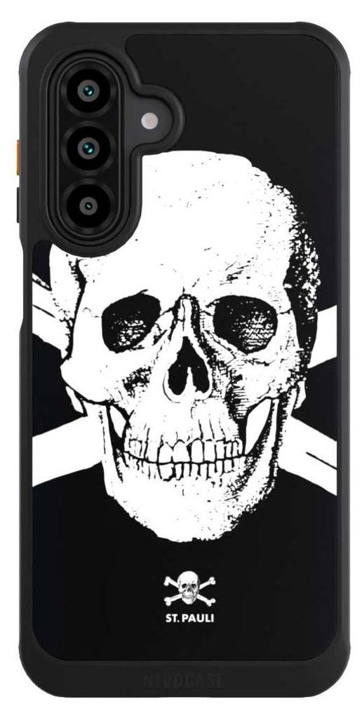 NIVOCASE Hülle für Samsung Galaxy A17 5G Handyhülle NIVOcore Case Schwarz FC St. Pauli Offizielles Lizenzprodukt Totenkopf