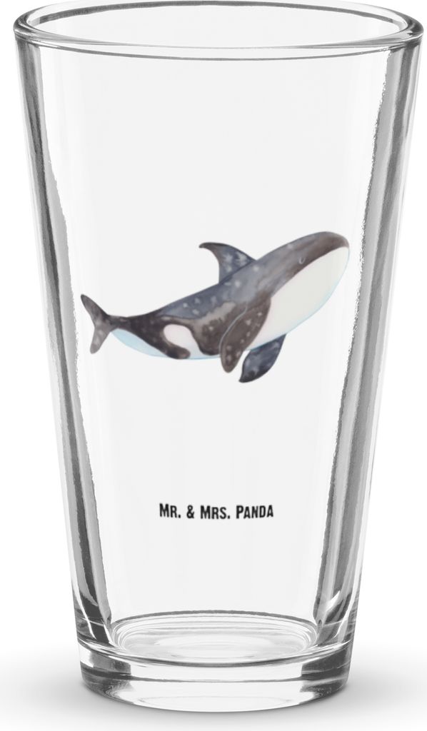 Mr. & Mrs. Panda Glas Orca - Transparent - Geschenk, Büro, Tumbler, Orcas, Bierglas, Wasserglas, Meer, Longdrinkglas, Arbeit, Neustart, Cocktailglas