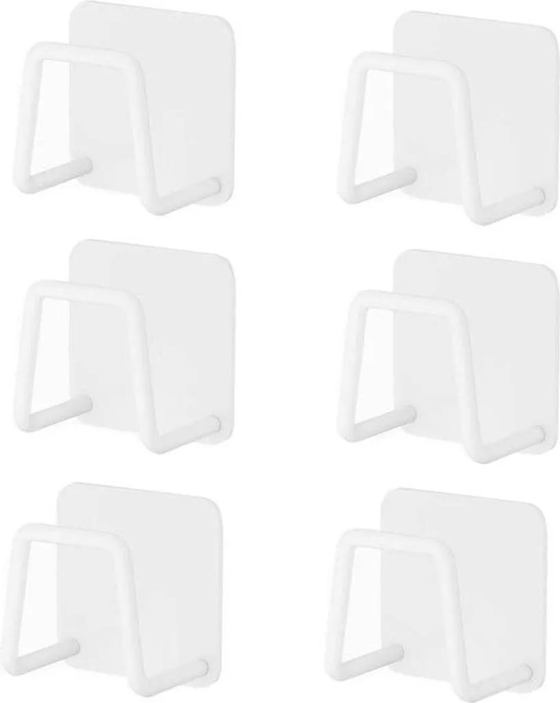 Support magnétique pour éponge en acier inox blanc, lot de 6 pièces