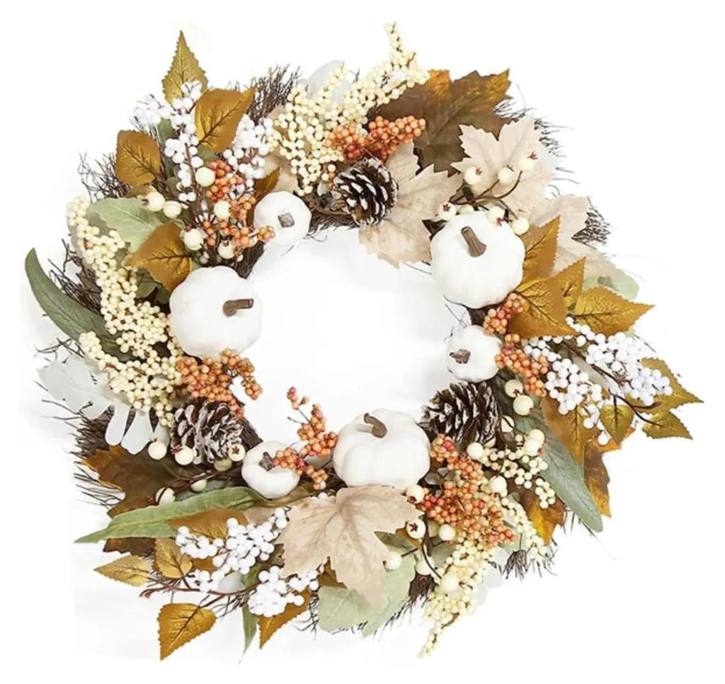 Couronne Automne 35cm Haute Qualité en Polyuréthane et Coton pour Porte