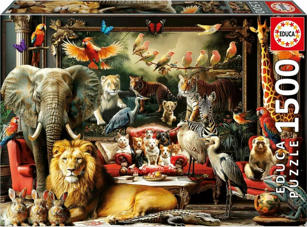 Puzzle Educa 1500 Pièces Illustration Détaillée Maison des Animaux