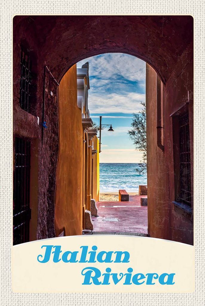 vianmo Holzschild 18x12 cm Italien Riviera Strand Meer Bildmotiv Reisemotiv Abenteuer Reisen