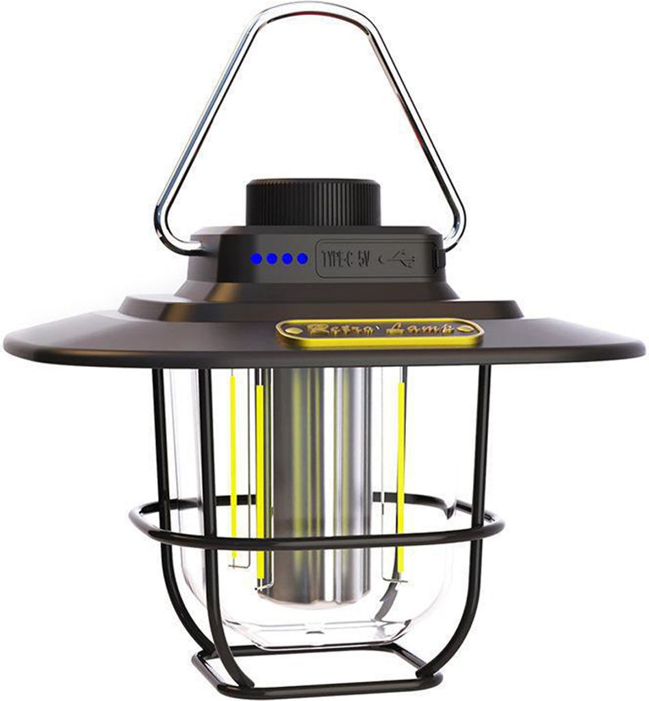 Retro Camping Licht LED Campinglaterne Wiederaufladbare Zeltlampe Wasserdicht Tragbare Power Bank Stufenloses Dimmen fuer Camping Zelt Wandern Angeln