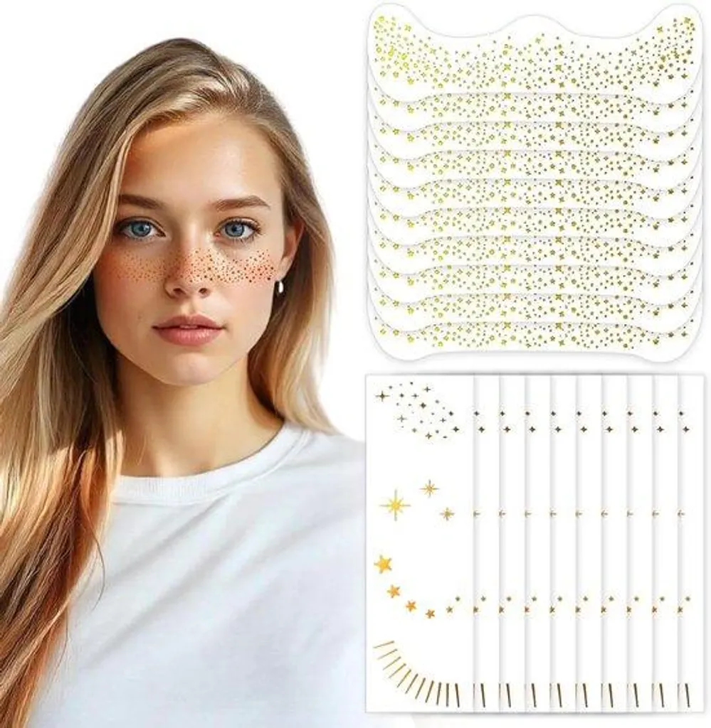 Tatouages de Visage Temporaires Dorés pour un Look Solaire Étincelant