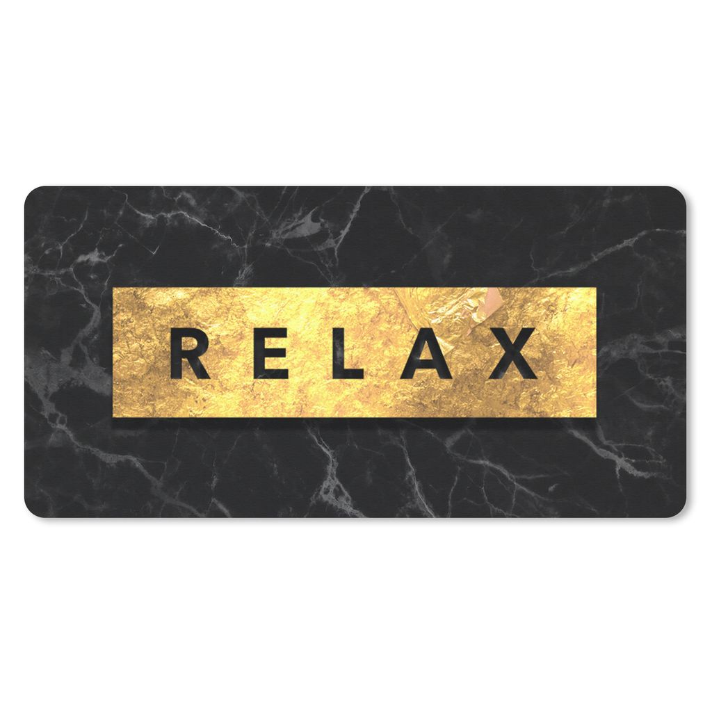 MuchoWow Schreibtischunterlage Zitate - Entspannen - Gold - Marmor 80x40 cm - XXL Mauspad - Gaming Mauspad