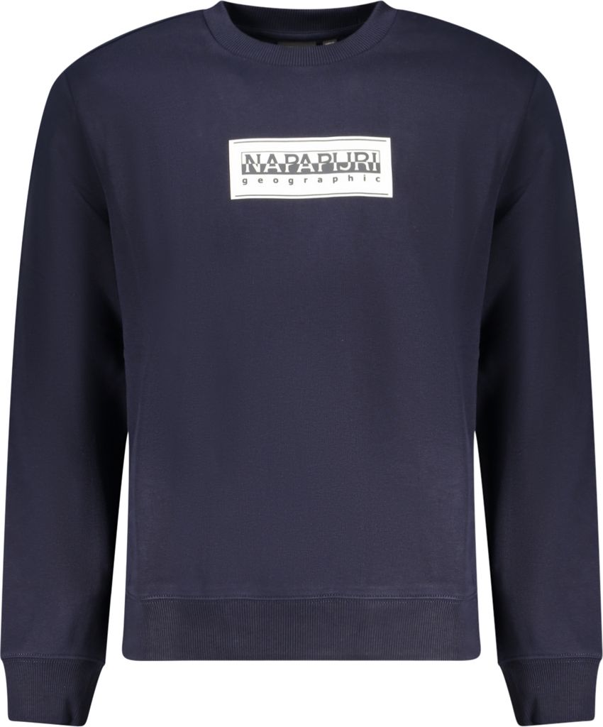 Blauer Herren-Pullover: Relaxed Fit, langer Arm, Rundhals, Angeraut