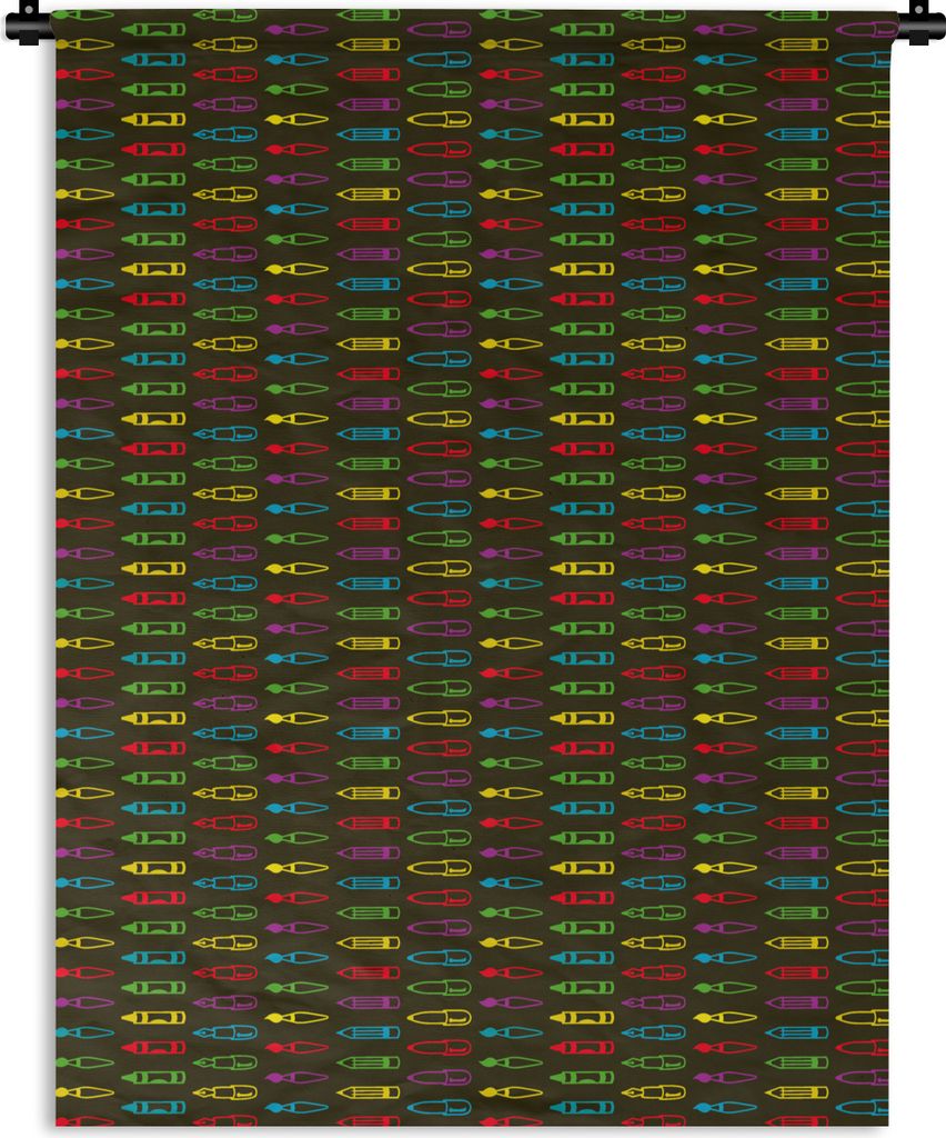 MuchoWow Wandteppich Wandbehang Bleistifte - Muster - Bleistift - Regenbogen 150x200 cm Tapisserie Dekoration Wandtuch - Wandaufhängung - Moderner